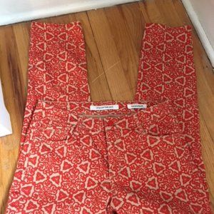 Jones New York Ankle Zip Orange Spice Wash Patterned Jeans